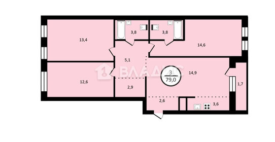 Квартира 79 м², 4-комнатная - изображение 1