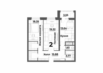 Квартира 76,1 м², 2-комнатная - изображение 1