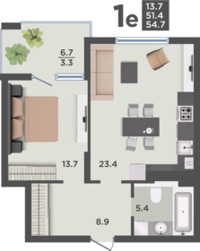53,3 м², 1-комнатная квартира 5 250 000 ₽ - изображение 47