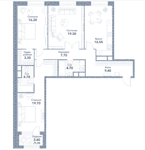 102,6 м², 3-комнатная квартира 48 553 696 ₽ - изображение 1