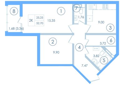 51,3 м², 2-комнатная квартира 8 000 000 ₽ - изображение 77