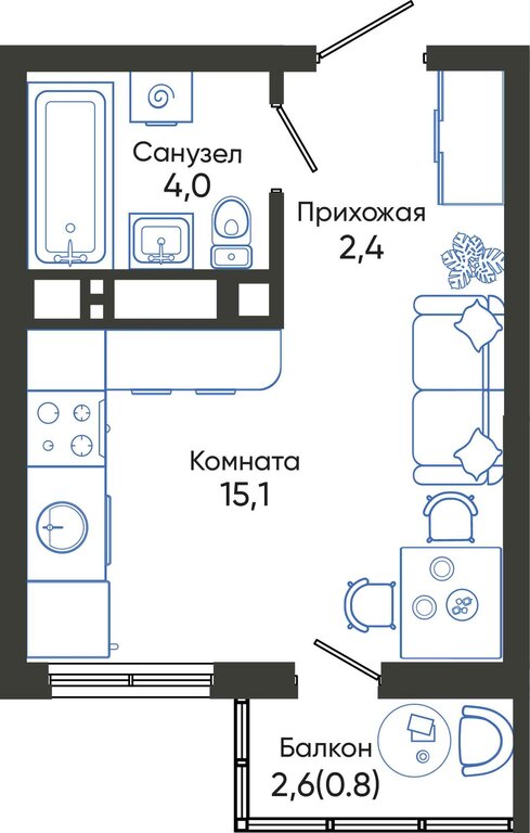 Варианты планировок ЖК «Облака» - планировка 1