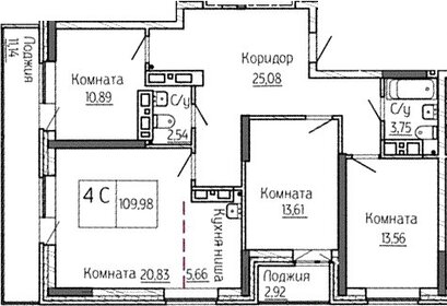 Квартира 110 м², 4-комнатная - изображение 1