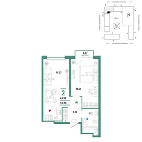 44 м², 2-комнатная квартира 9 500 000 ₽ - изображение 72