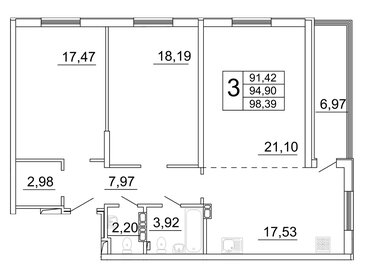 97 м², 3-комнатная квартира 11 500 000 ₽ - изображение 29