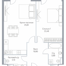 Квартира 75,7 м², 2-комнатные - изображение 2