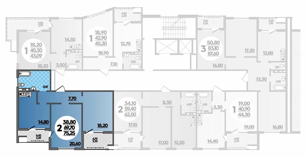 75,3 м², 2-комнатная квартира 11 370 275 ₽ - изображение 1