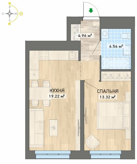 42 м², 1-комнатная квартира 5 350 000 ₽ - изображение 13