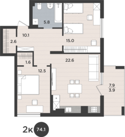 66,4 м², 2-комнатная квартира 13 274 000 ₽ - изображение 6