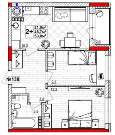 Квартира 50 м², 2-комнатная - изображение 1