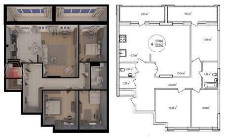 98,5 м², 4-комнатная квартира 25 607 400 ₽ - изображение 45
