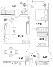 61,6 м², 2-комнатная квартира 13 864 291 ₽ - изображение 61