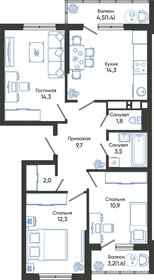 72,5 м², 3-комнатная квартира 11 266 500 ₽ - изображение 66