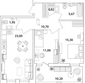 73,5 м², 2-комнатная квартира 17 093 842 ₽ - изображение 16