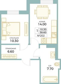 Квартира 38,5 м², 1-комнатные - изображение 1