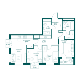 72,2 м², 4-комнатная квартира 13 125 960 ₽ - изображение 73