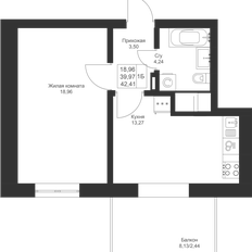 Квартира 42,4 м², 1-комнатная - изображение 3