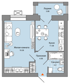 Квартира 41 м², 1-комнатная - изображение 1