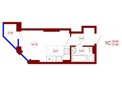 15 м², квартира-студия 2 450 000 ₽ - изображение 1