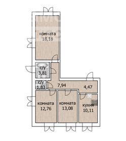 Квартира 72,1 м², 3-комнатная - изображение 1