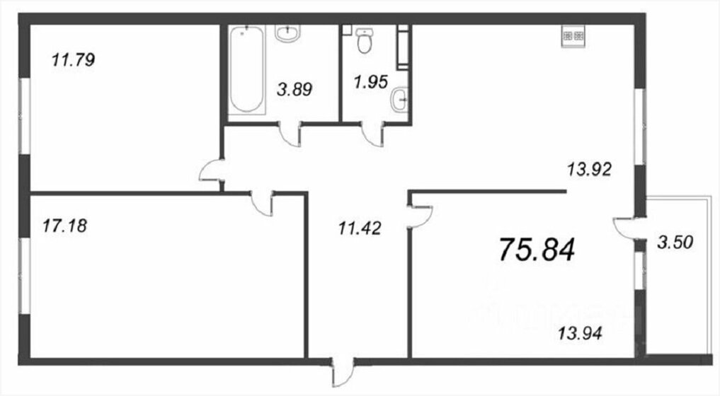75,8 м², 3-комнатная квартира 11 600 000 ₽ - изображение 1