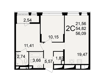 56 м², 2-комнатная квартира 6 100 730 ₽ - изображение 8