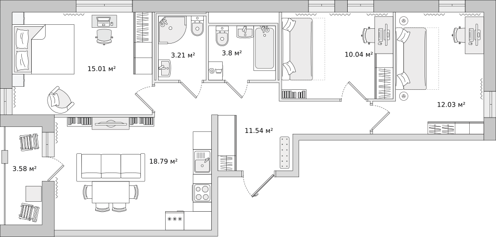 74,1 м², 3-комнатная квартира 12 606 853 ₽ - изображение 25