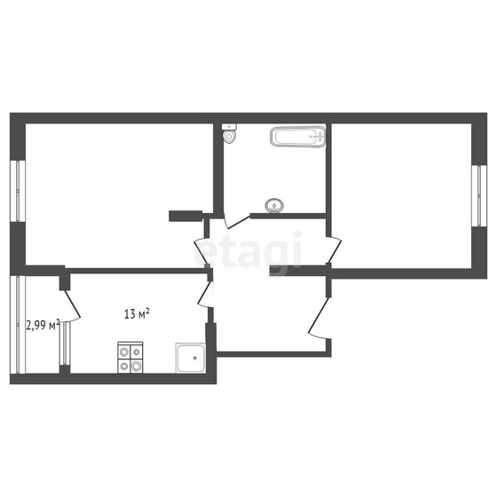 52 м², 2-комнатная квартира 7 000 000 ₽ - изображение 18