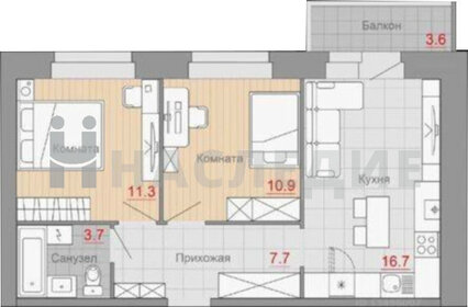 Квартира 53,8 м², 2-комнатная - изображение 1