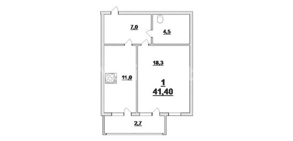 Квартира 41,4 м², 1-комнатная - изображение 1