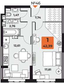 44,4 м², 1-комнатная квартира 6 966 090 ₽ - изображение 30