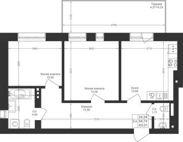 61,2 м², 2-комнатная квартира 8 267 400 ₽ - изображение 42