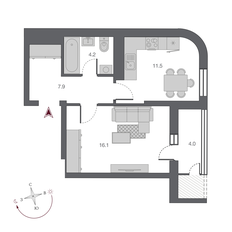 Квартира 41,7 м², 1-комнатная - изображение 2