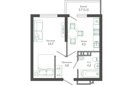 35 м², 1-комнатная квартира 14 500 000 ₽ - изображение 83