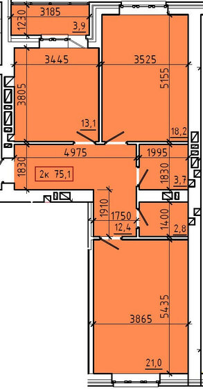 75,1 м², 2-комнатная квартира 7 059 400 ₽ - изображение 13