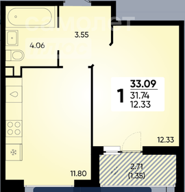 Квартира 33,9 м², 1-комнатная - изображение 1