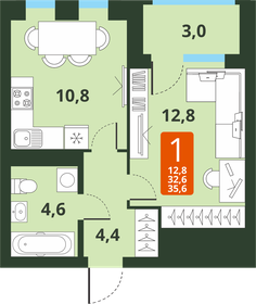 41,4 м², 1-комнатная квартира 4 860 000 ₽ - изображение 111