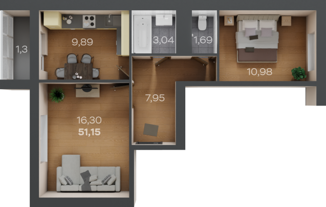 51,2 м², 2-комнатная квартира 3 734 000 ₽ - изображение 1