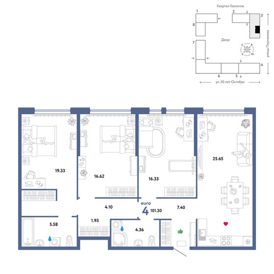 101,3 м², 4-комнатная квартира 13 200 000 ₽ - изображение 1