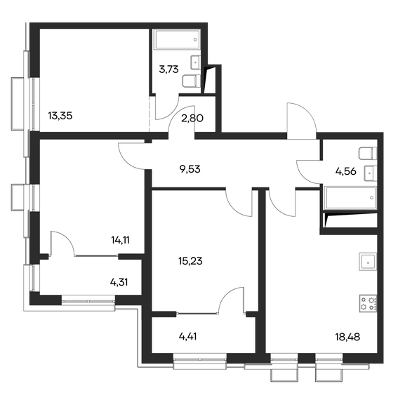 90,5 м², 3-комнатная квартира 12 671 400 ₽ - изображение 1