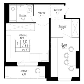 Квартира 44 м², 1-комнатная - изображение 2