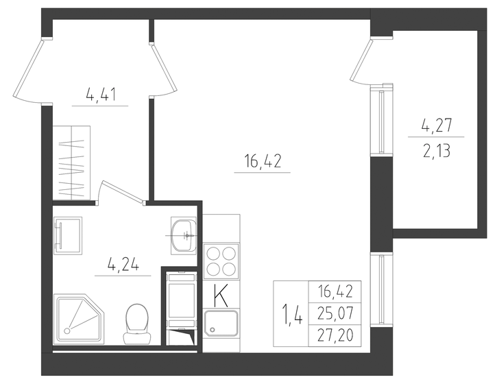 27,2 м², квартира-студия 4 515 200 ₽ - изображение 1