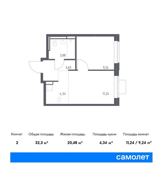 32,3 м², 1-комнатная квартира 6 958 058 ₽ - изображение 14