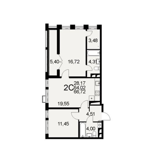 66,7 м², 3-комнатная квартира 10 500 000 ₽ - изображение 1