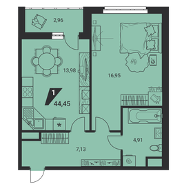 42,6 м², 1-комнатная квартира 6 723 924 ₽ - изображение 37