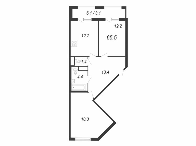 65,5 м², 2-комнатная квартира 18 454 620 ₽ - изображение 1