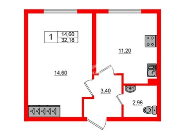 35 м², 1-комнатная квартира 3 200 000 ₽ - изображение 31