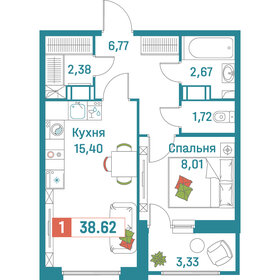 38,3 м², 1-комнатная квартира 7 447 342 ₽ - изображение 14