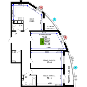 Квартира 104,3 м², 3-комнатная - изображение 1