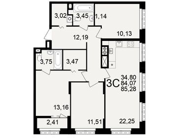 79,4 м², 3-комнатная квартира 8 414 280 ₽ - изображение 9